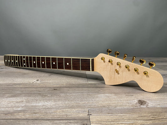 Musikraft Licensed by Fender Bound Neck - Maple w/ Rosewood and Gold Tuners