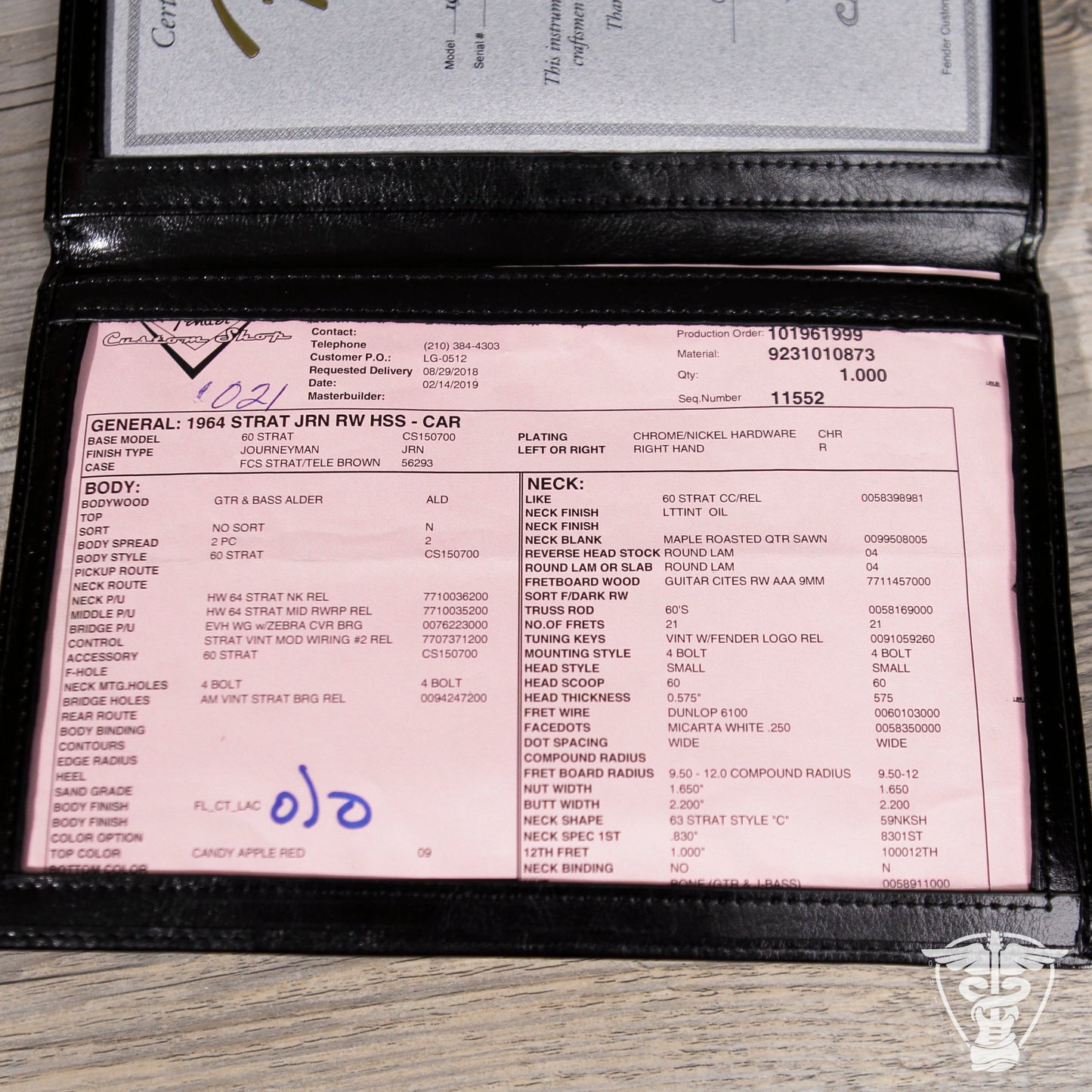 2019 Fender 1964 Stratocaster Journeyman - 7.37 LBS