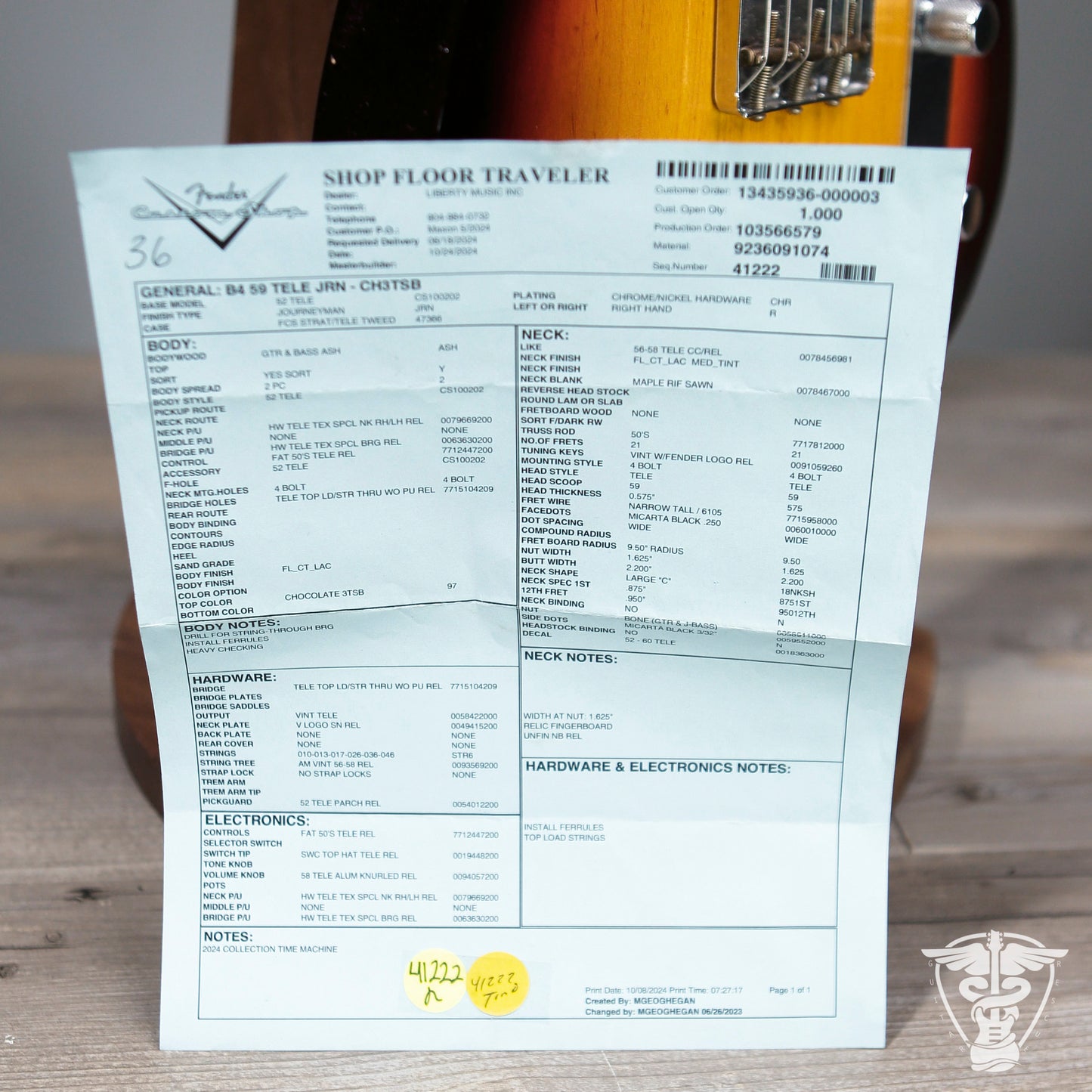 2024 Fender '59 Telecaster Journeyman - 6.99 LBS