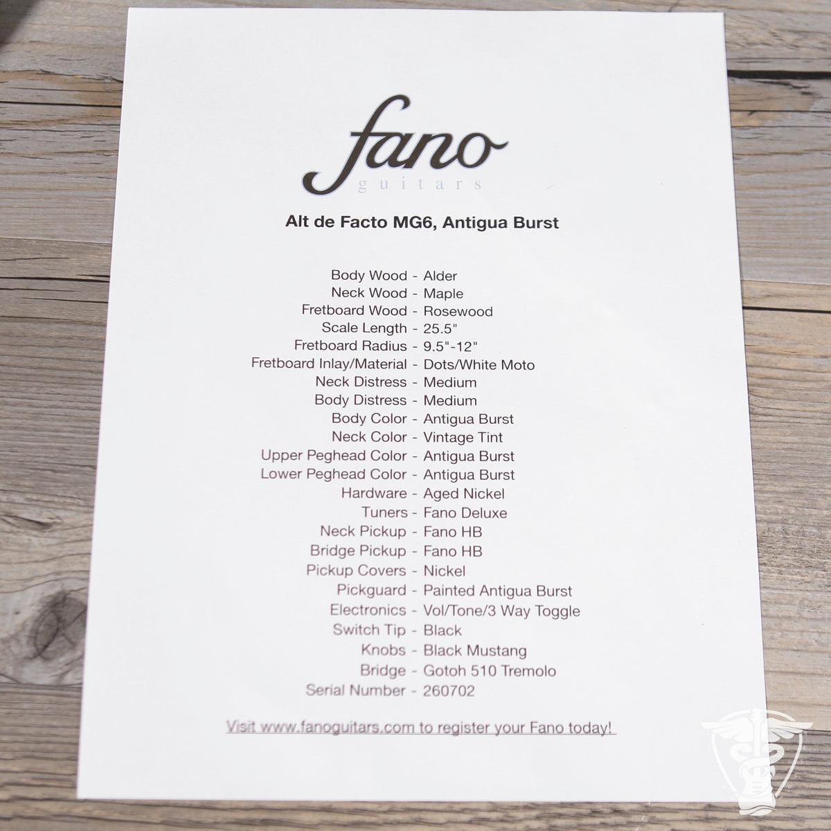 2026 Fano Alt de Facto MG6 - 8.33 LBS