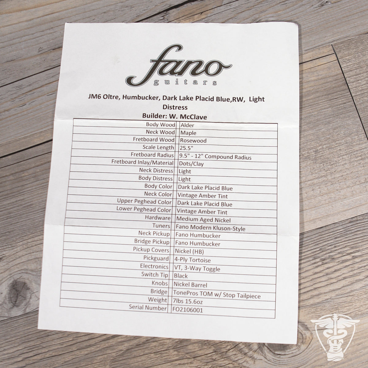 2021 Fano JM6 Oltre - 7.98 LBS