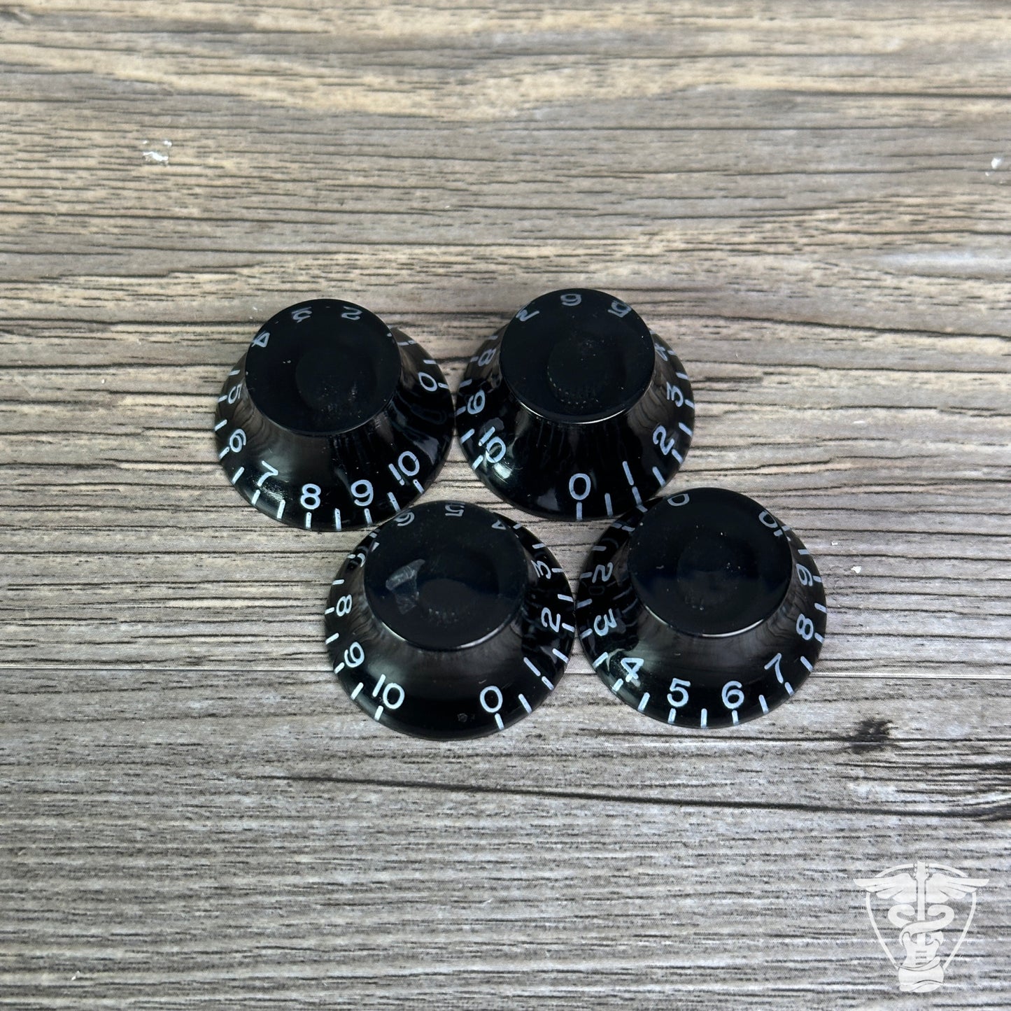 Gibson Style Top Hat Knob, Push On, Black, 4 Pack