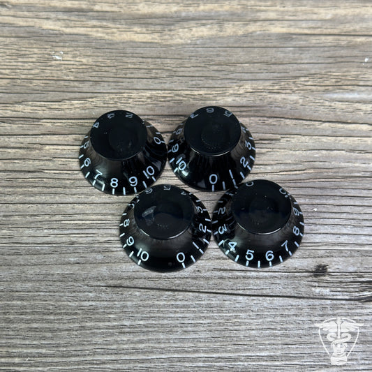 Gibson Style Top Hat Knob, Push On, Black, 4 Pack